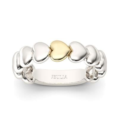 Jeulia Two Tone Heart Shape Sterling Silver Women's Band
