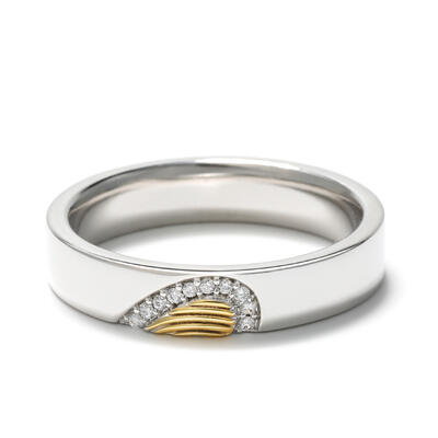 Jeulia Half Heart Fingerprint Inlay Sterling Silver Women's Band