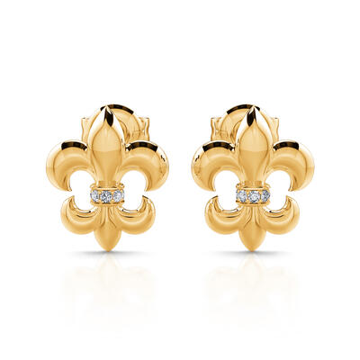 Jeulia Fleur-de-lis Sterling Silver Stud Earrings