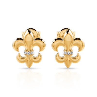 Jeulia Fleur-de-lis Sterling Silver Stud Earrings