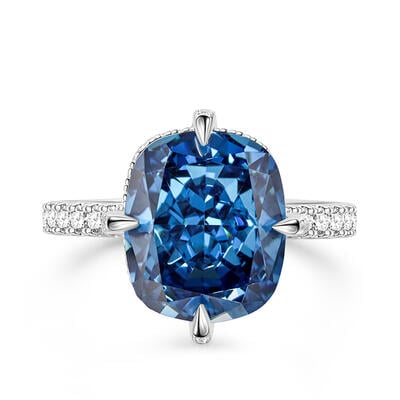 Jeulia Hidden Halo Cushion Cut Sterling Silver Ring