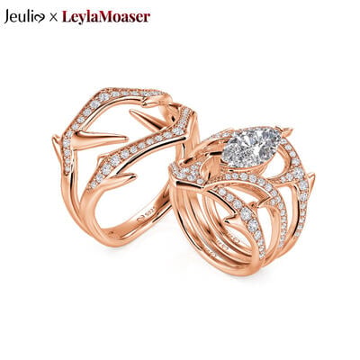 Jeulia x Leyla Anillos en Pareja Espinosos Densos