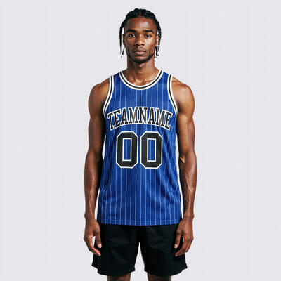 Navy Pinstripe Authentic Basketball Jersey - Custom Design, Premium Fabric, Squad Number Print