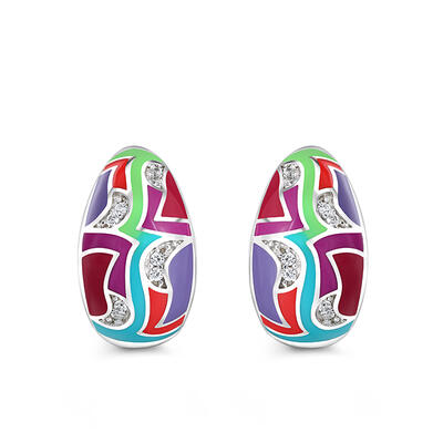 Jeulia "Wild" Geometric Enamel Sterling Silver Earrings