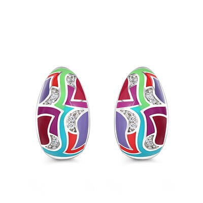 Jeulia "Wild" Geometric Enamel Sterling Silver Earrings