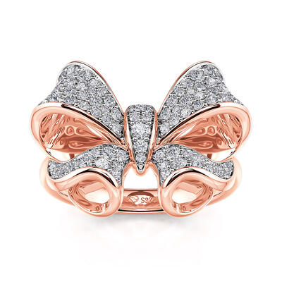 Jeulia Bowknot Design Round Cut Sterling Silver Ring