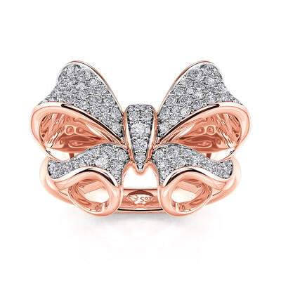 Jeulia Bowknot Design Round Cut Sterling Silver Ring