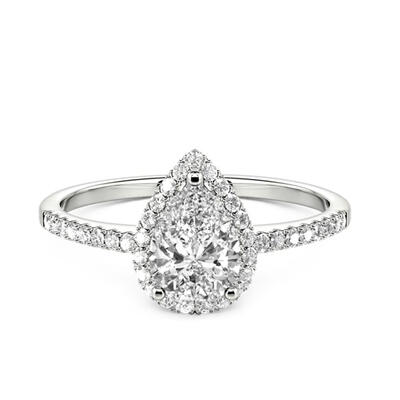 Jeulia Pear Cut Halo Sterling Silver Engagement Ring