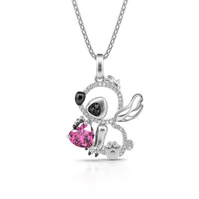 Jeulia Hug Me "Little Monster" Heart Cut Personalized Sterling Silver Necklace