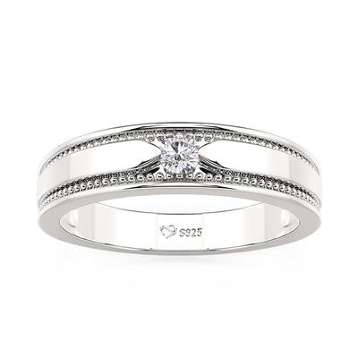 Jeulia Men's Wedding Band Milgrain Round Cut