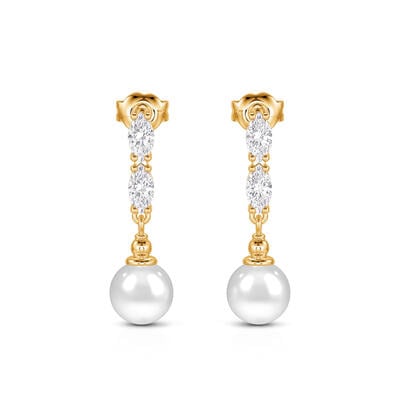 Jeulia Elegant Pearl Drop Earrings Sterling Silver
