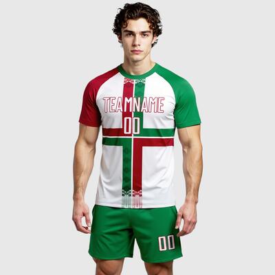 Custom Mexico Soccer Uniform Jersey White Kelly Green-Crimson Sublimation