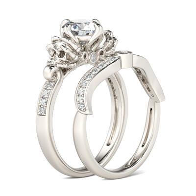 Jeulia Classic Round Cut Skull Ring Set