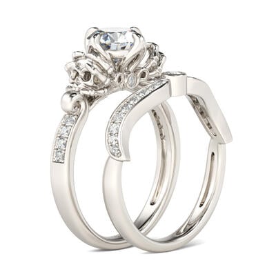 Jeulia Classic Round Cut Skull Ring Set