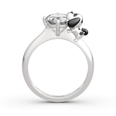 Jeulia Hug Me "You Are Unique" Dalmatian Round Cut Sterling Silver Ring