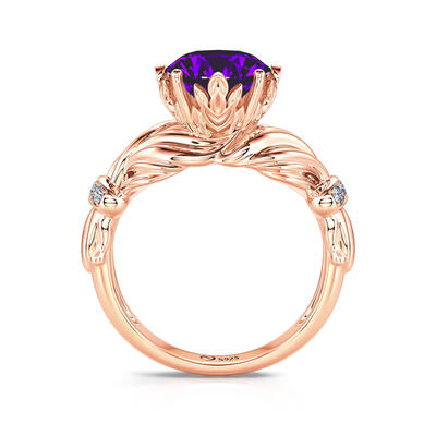 Jeulia "Nature Glamor" Round Cut Branch Shank Sterling Silver Ring