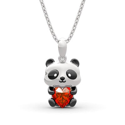 Jeulia Hug Me "Confess Your love" Panda Heart Cut Sterling Silver Necklace