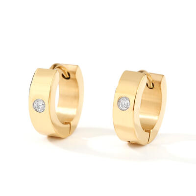 Jeulia Pendientes de aro de acero de titanio de corte redondo simple para hombres