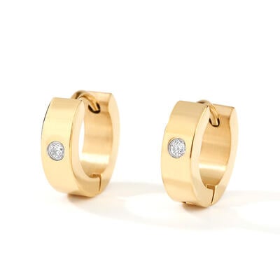 Jeulia Simple Round Cut Titanium Steel Men's Hoop Earrings