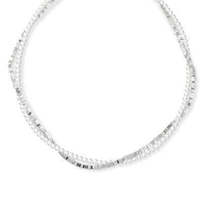 Jeulia Double Layer Twist Pearl Sterling Silver Necklace