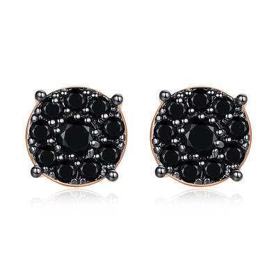 Jeulia Punk Hip-Hop Round Cut Copper Men's Stud Earrings