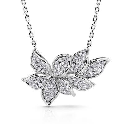 Jeulia Petal Bloom Design Sterling Silver Necklace