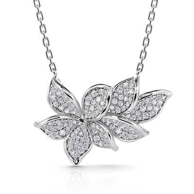Jeulia Petal Bloom Design Sterling Silver Necklace