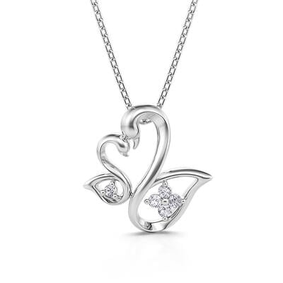 Jeulia "Graceful love" Swan Design Sterling Silver Necklace