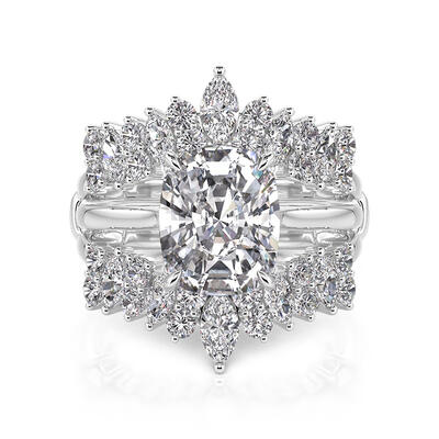 Jeulia Vintage Interchangeable Cushion Cut Bridal Ring Set Sterling Silver