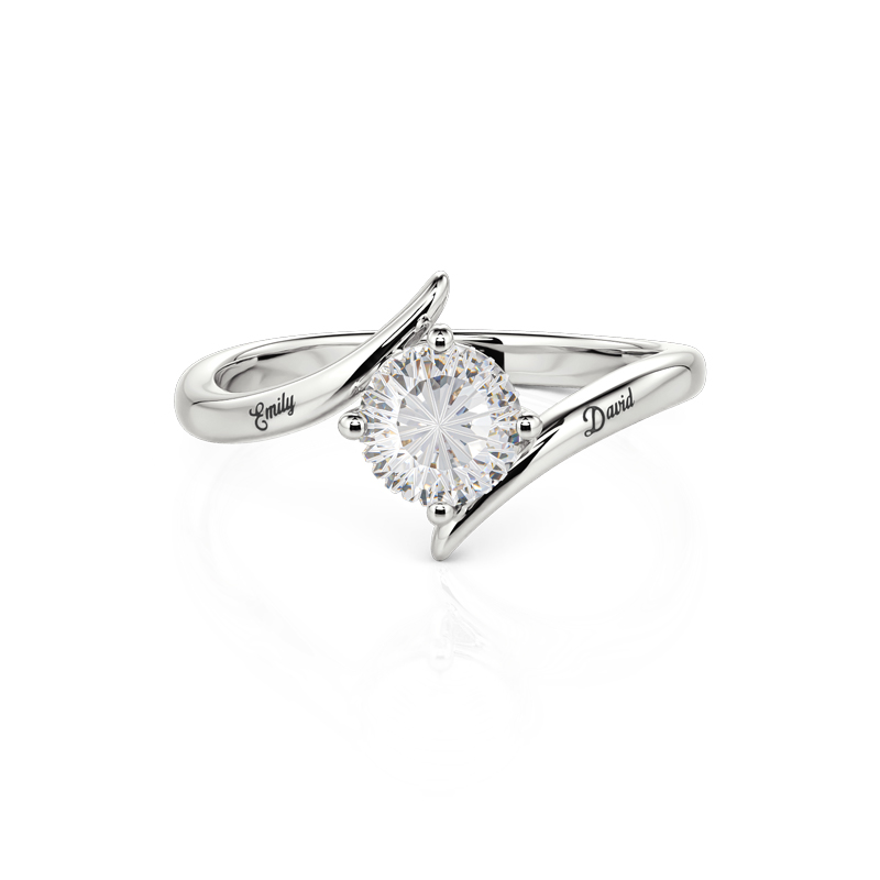Jeulia Parallel Meet Anillo de Compromiso Personalizado Estilo Cruzado Corte Destello de Estrella Grabado
