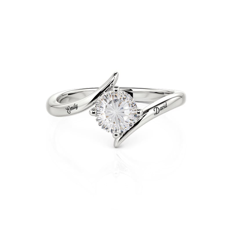 Jeulia Parallel Meet Anillo de Compromiso Personalizado Estilo Cruzado Corte Destello de Estrella Grabado