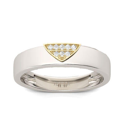 Jeulia Two Tone Heart Design Sterling Silver Men's Band