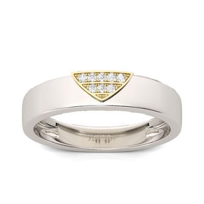 Jeulia Two Tone Heart Design Sterling Silver Men's Band