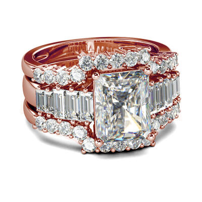 Jeulia 3PC Radiant Cut Sterling Silver Ring Set