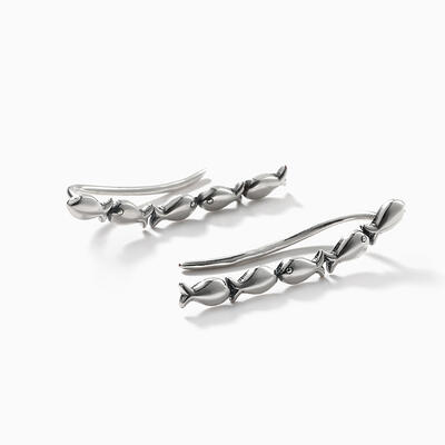 Jeulia "Kiss Fish" Sterling Silver Climber Earrings