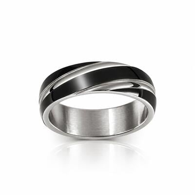 Jeulia Alianza Simple Negro De Acero Titanio Para Hombre