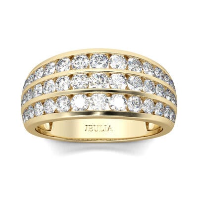 Jeulia Channel Set Round Cut Sterling Silver Women's Band