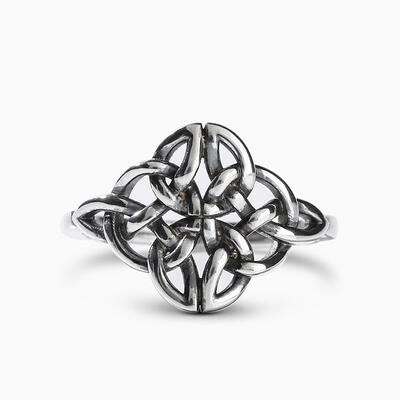 Jeulia "Celtic Shield of Destiny" Sterling Silver Ring