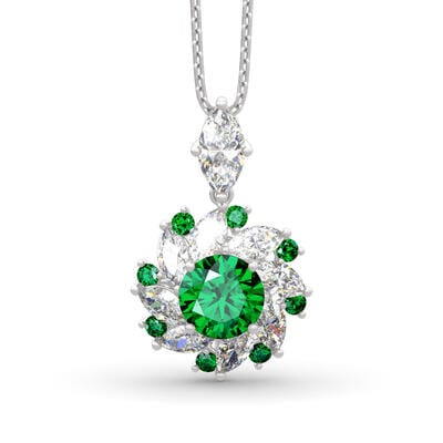 Jeulia Halo Round Cut Sterling Silver Necklace