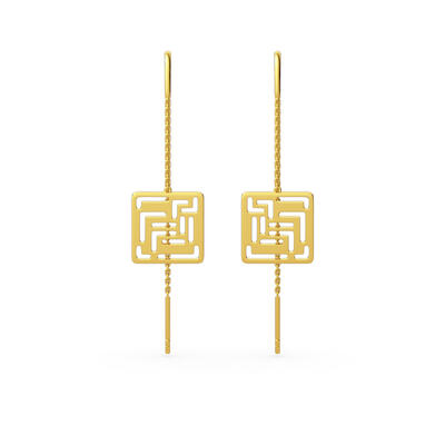 Jeulia "Mirrored Duplicate" Maze Design Sterling Silver Threader Earrings