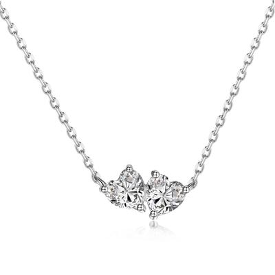 Jeulia Double Heart Sterling Silver Necklace