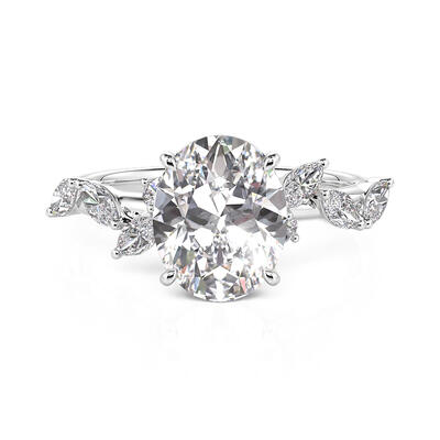 Jeulia Oval Cut Cluster Engagement Ring Sterling Silver