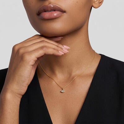 "The Kept Gaze" Marquise Cut Milgrain Bezel Necklace