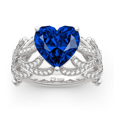 Jeulia Coral Shank Heart Cut Sterling Silver Ring