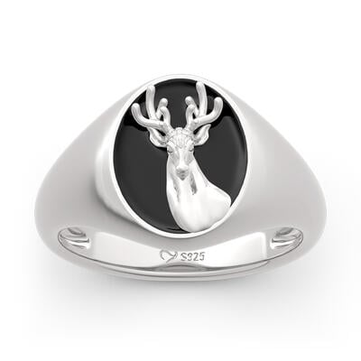 Jeulia "Elk Forest" Sterling Silver Signet Ring