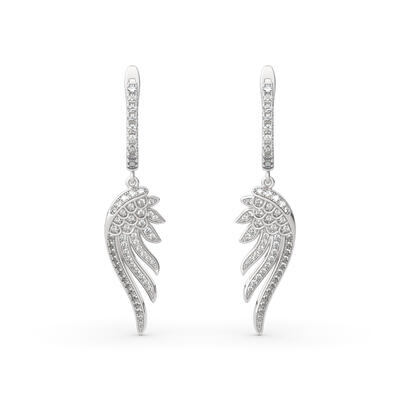 Jeulia "Light As A Feather" Round Cut Sterling Silver Earrings