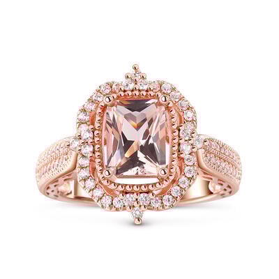 Jeulia Cushion Cut Synthetic Morganite Sterling Silver Ring