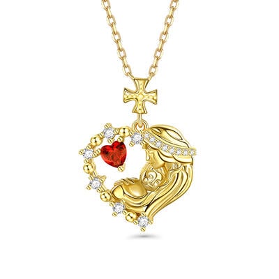 Jeulia "Warm Embrace" Mother & Baby Heart Cut Sterling Silver Necklace