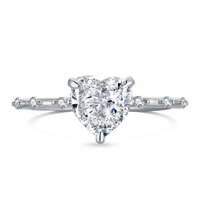 Jeulia Classic Heart Cut Sterling Silver Ring