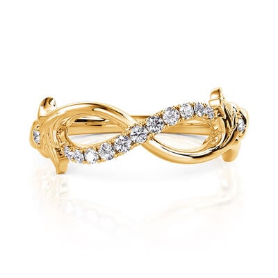 Jeulia Vintage Gold Vine Infinity Ring Sterling Silver